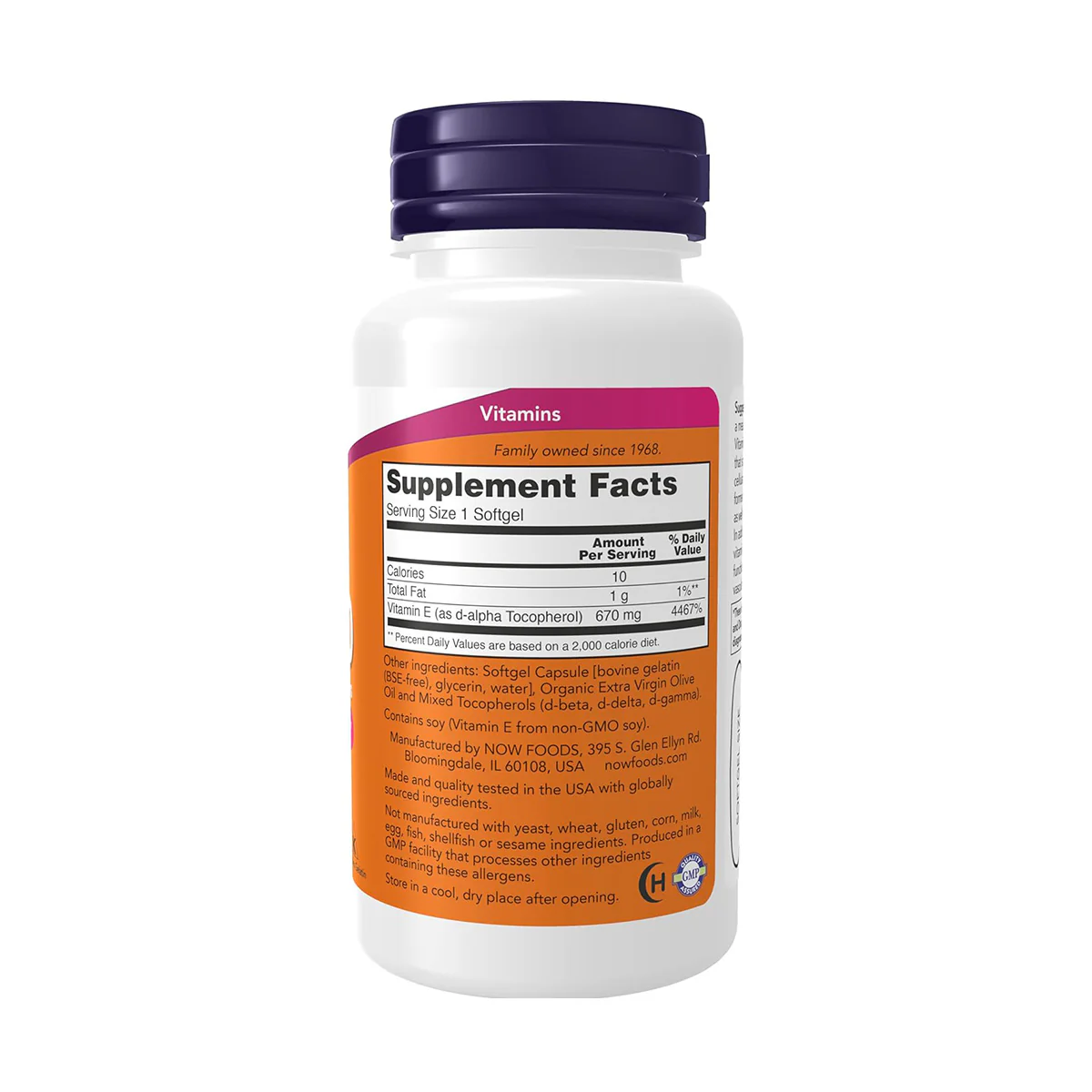 Now Vitamin E 1,000mg Mixed Tocopherols 50 Softgels - Image 2