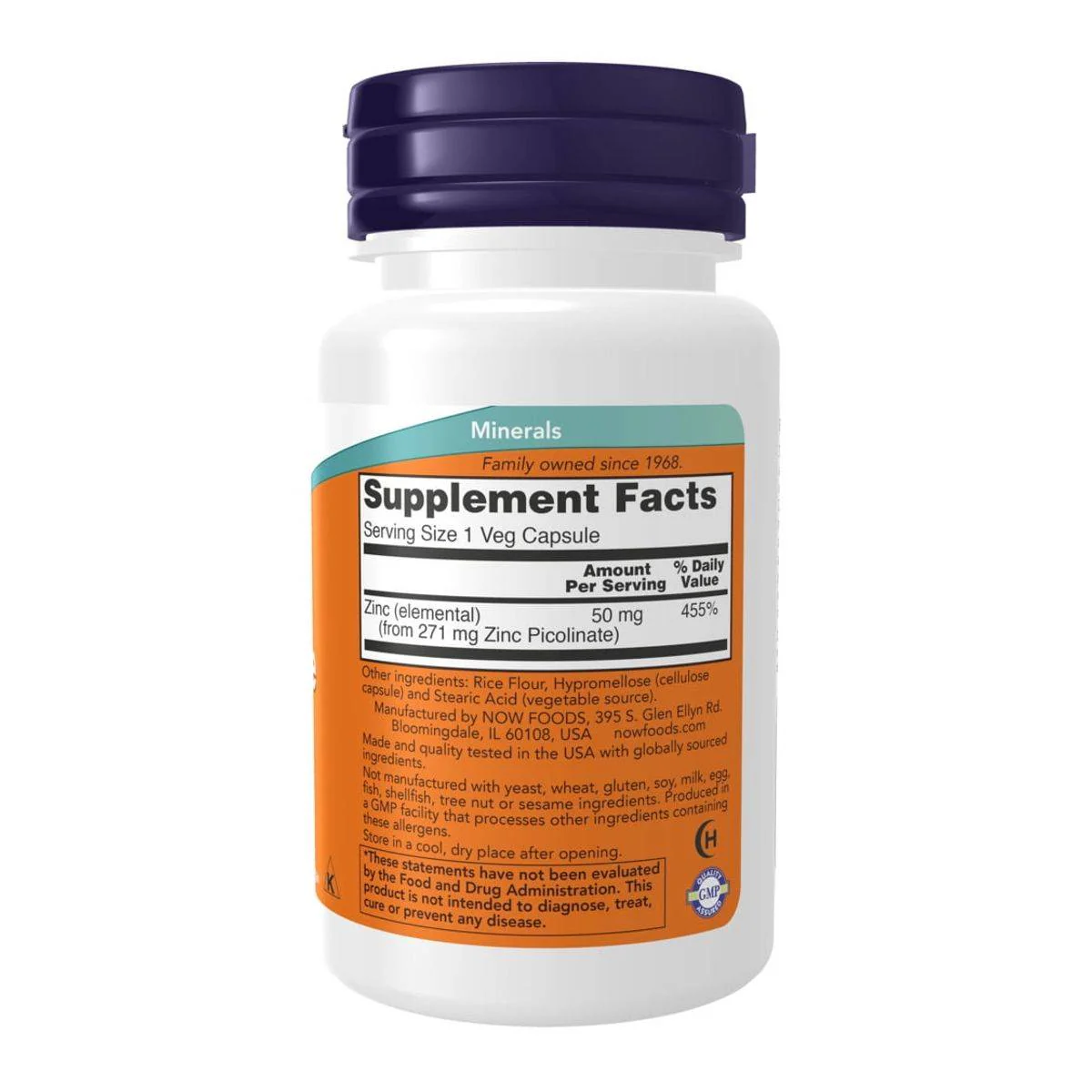 Now Zinc Picolinate 50mg 60 Capsules - Image 6