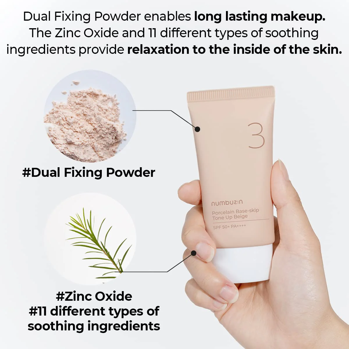 Numbuzin 3 Porcelain Base-Skip Tone Up Beige SPF50+ 50ml - Image 2