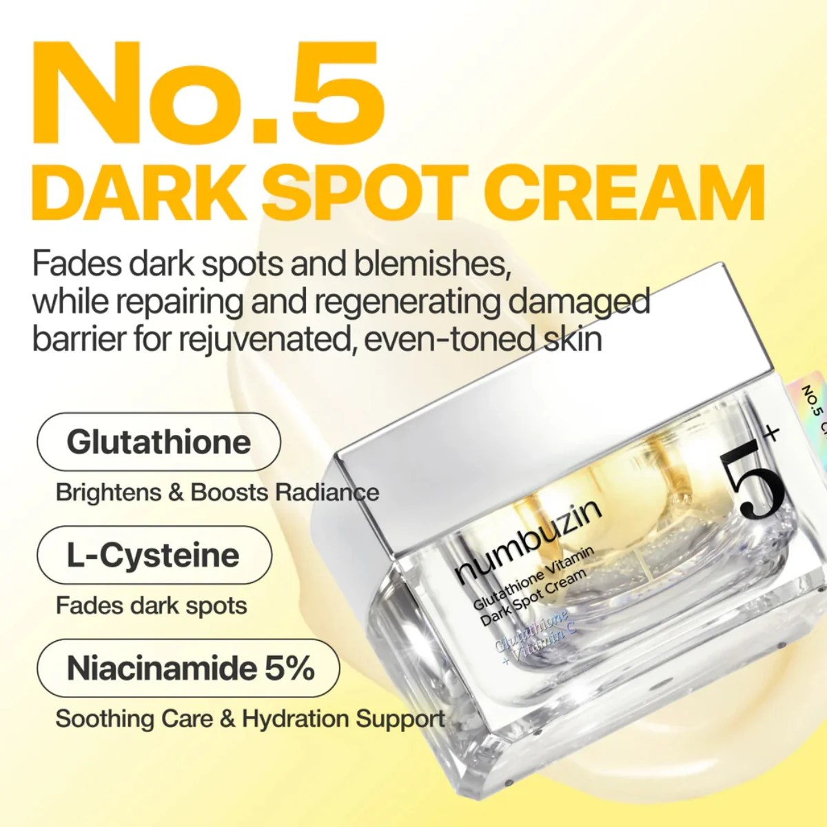 Numbuzin 5+ Vitamin Glutathione Dark Spot Cream 50ml - Image 3