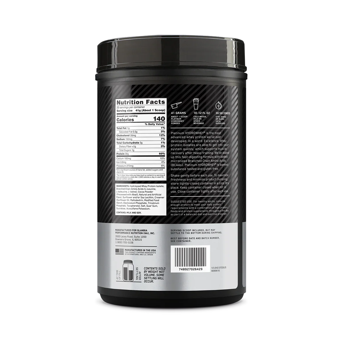 Optimum Nutrition HydroWhey Protein Chocolate 820g - Image 3