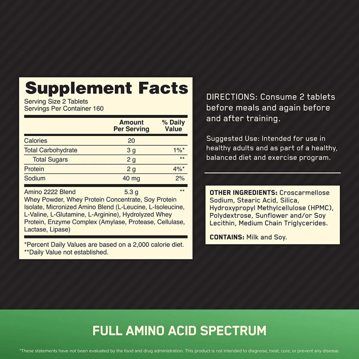 Optimum Nutrition Superior Amino 2222 320 Tablets - Image 3