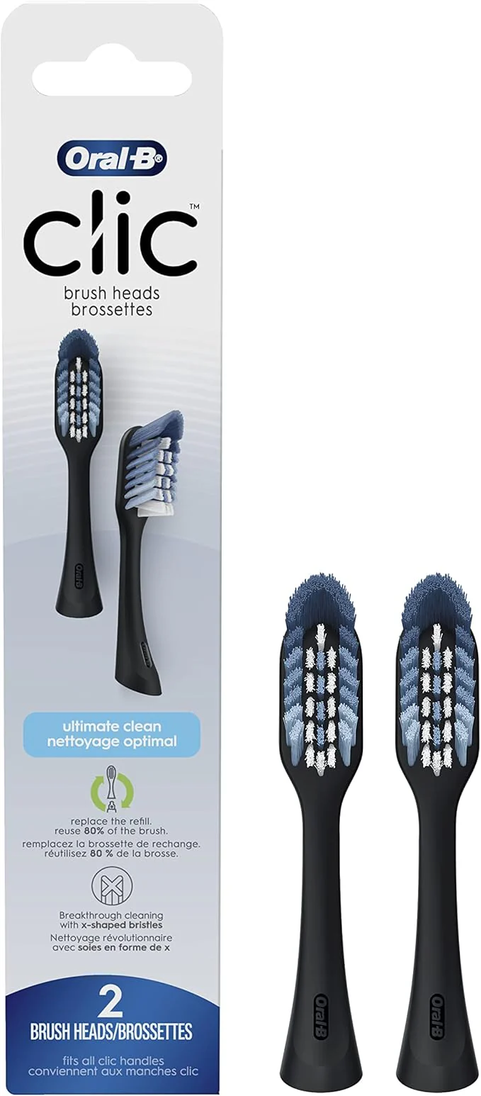 Oral B Replacement Brush Heads Clic Black 2 Pieces - Image 2