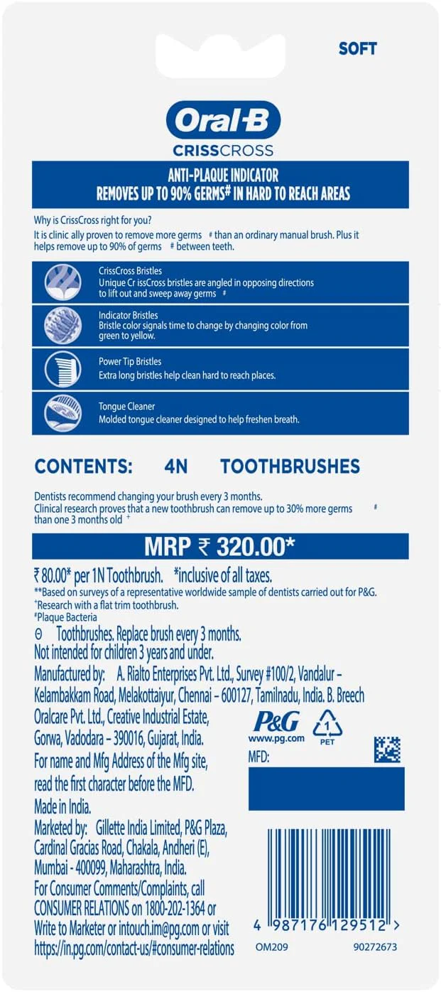 Oral B Toothbrush Criss Cross Deep Clean Soft - Image 2