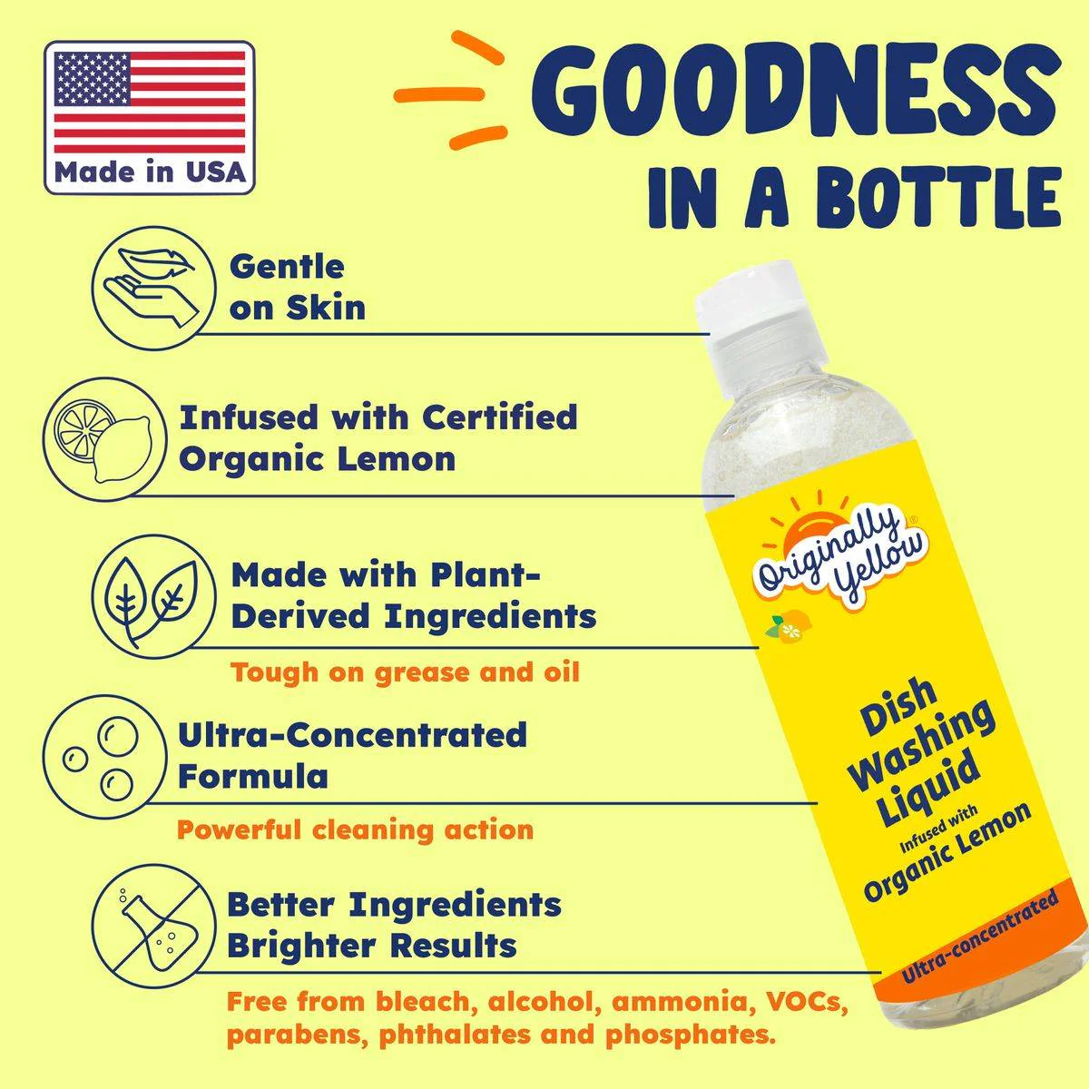 Originally Yellow Dish Washing Liquid Lemon 470ml - Image 5