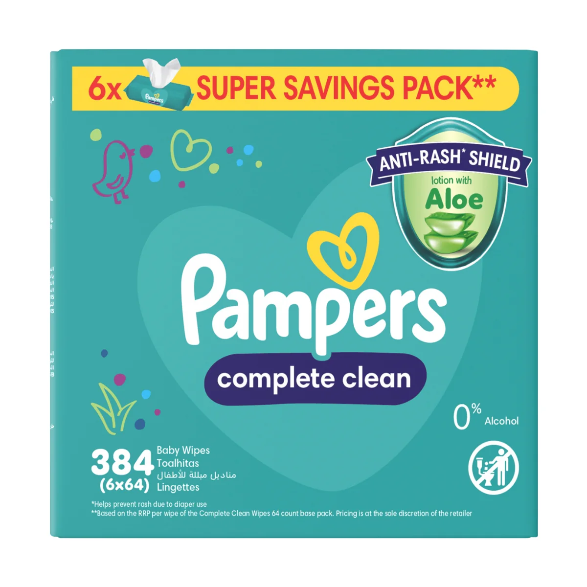 Pampers Baby Wipes Complete Clean Aloe 384 Pack