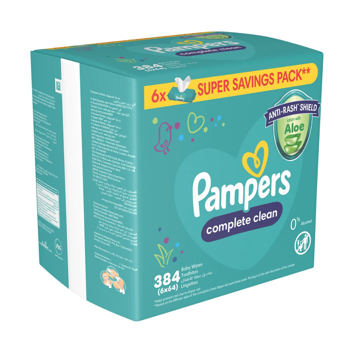 Pampers Baby Wipes Complete Clean Aloe 384 Pack - Image 2