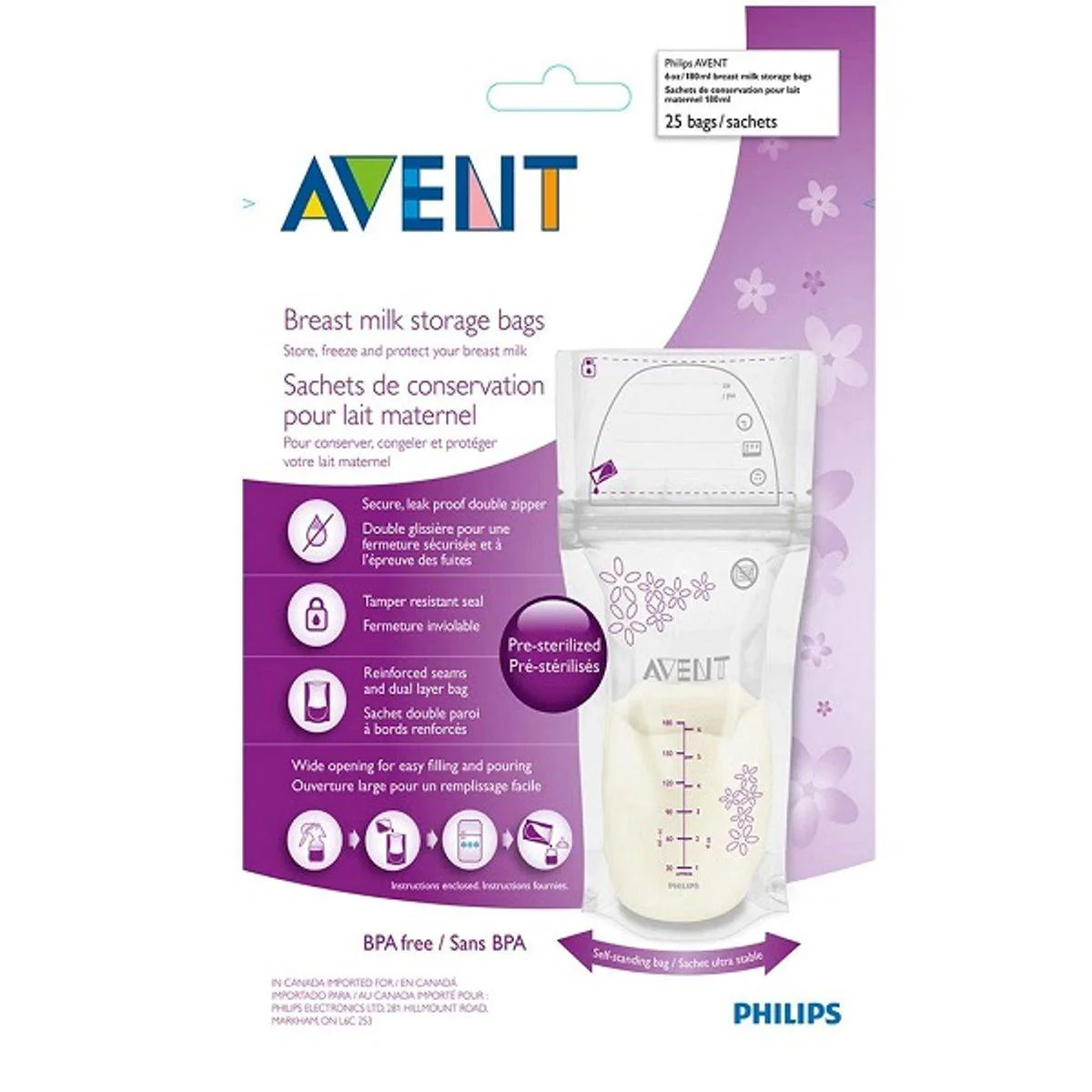 Philips Avent Breast Milk Storage Bags 180ml 2 Pack - Image 3