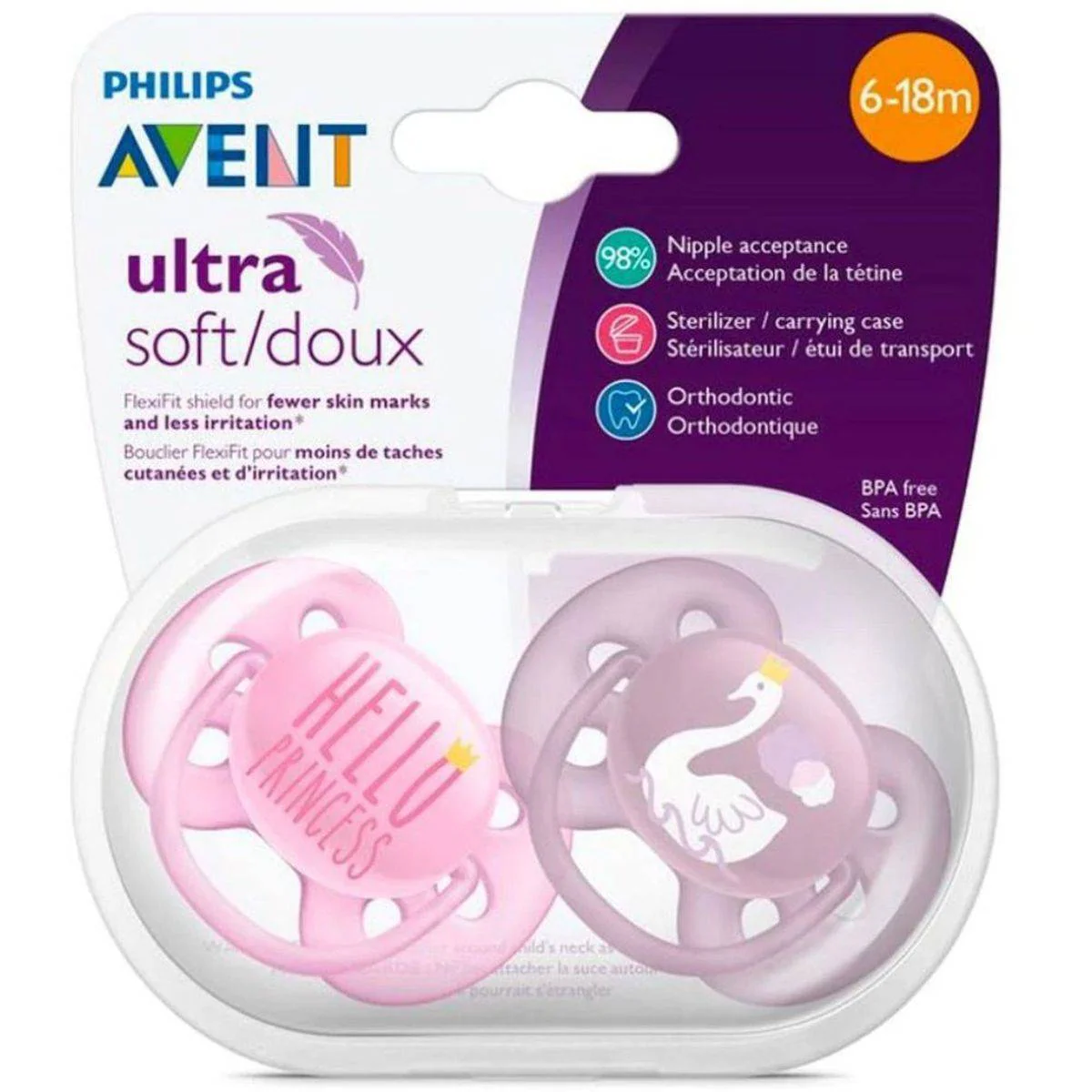 Philips Avent Ultra Soft Soother 6-18 Months Girl 2 Pack - Image 2