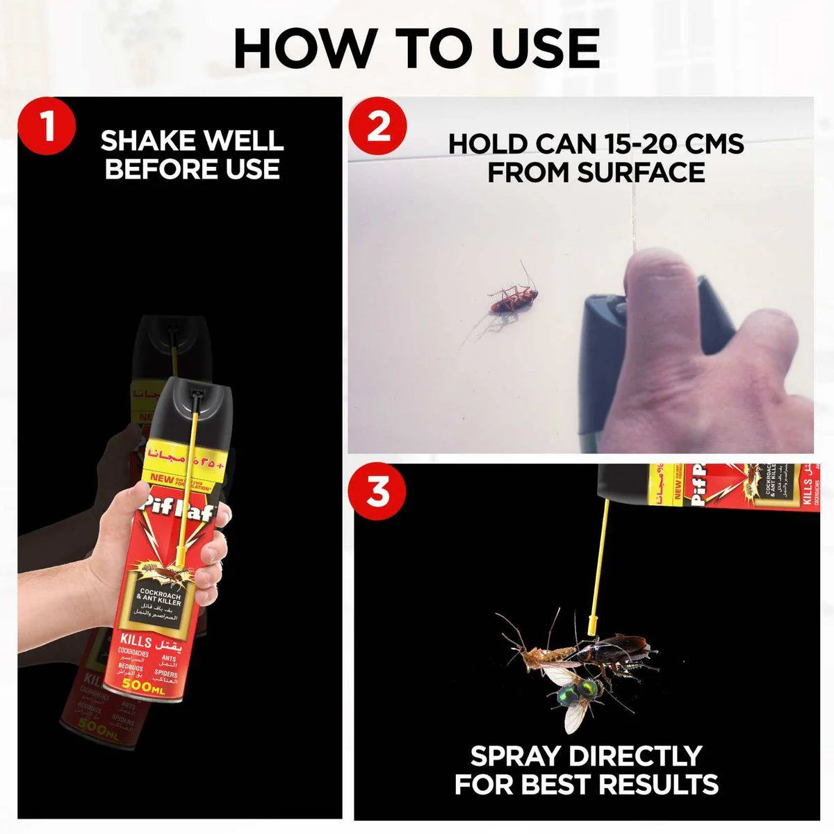 Pif Paf Insect Killer Spray Cockroach & Ant Original 500ml - Image 3