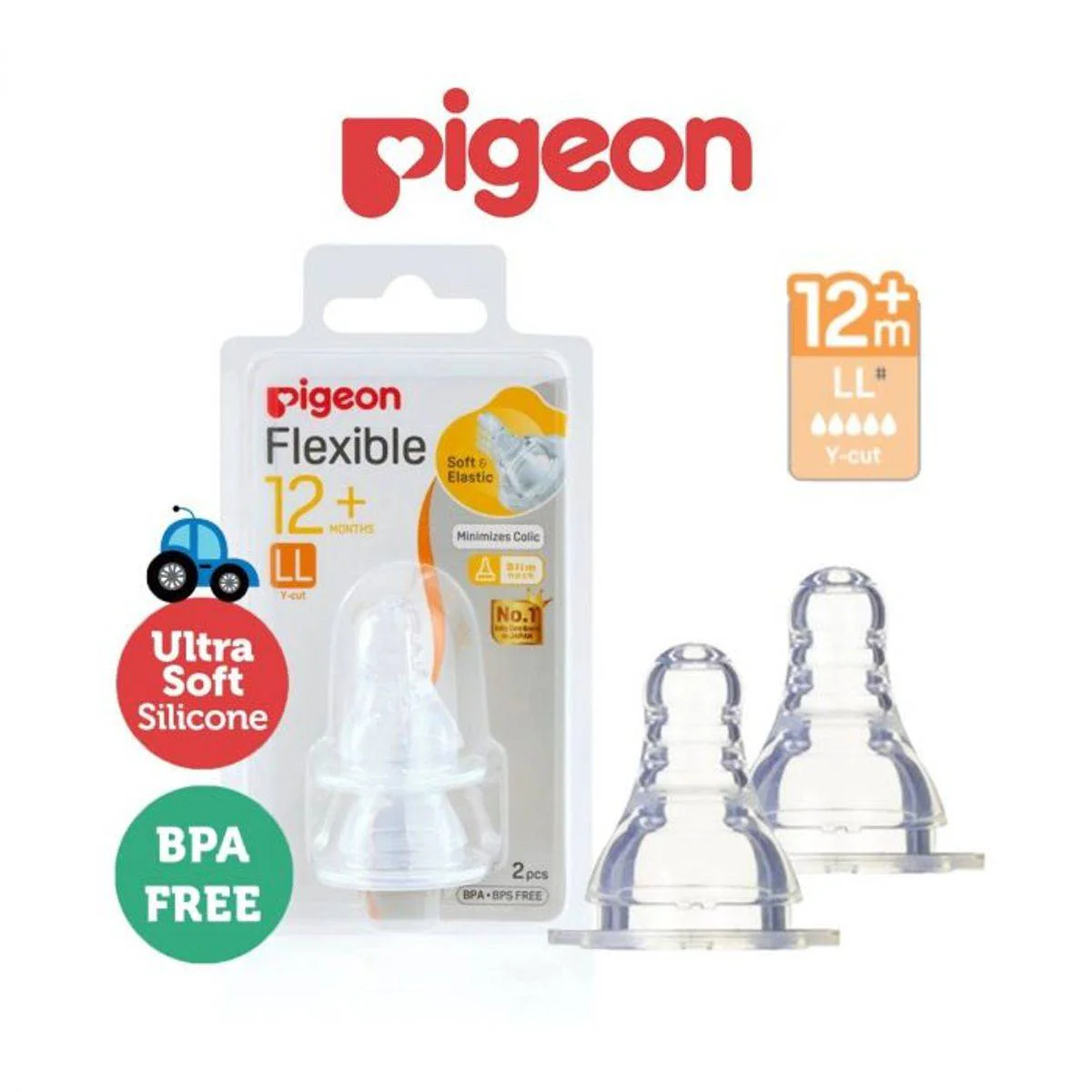 Pigeon Flexible Nipple 12 Months+ LL 2 Pack - Image 2