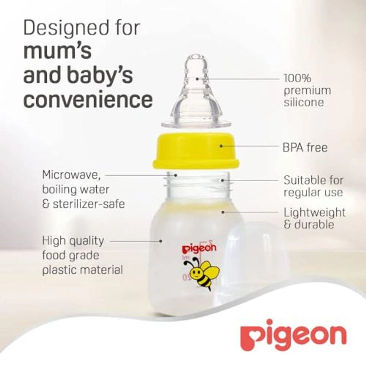 Pigeon Flexible Plastic Bottle Decorated 0 Months+ Animals 50ml - Image 6