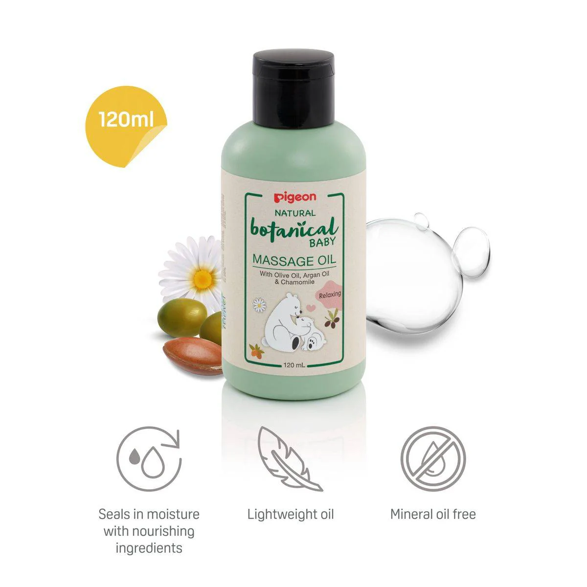 Pigeon Natural Botanical Baby Massage Oil 120ml - Image 2