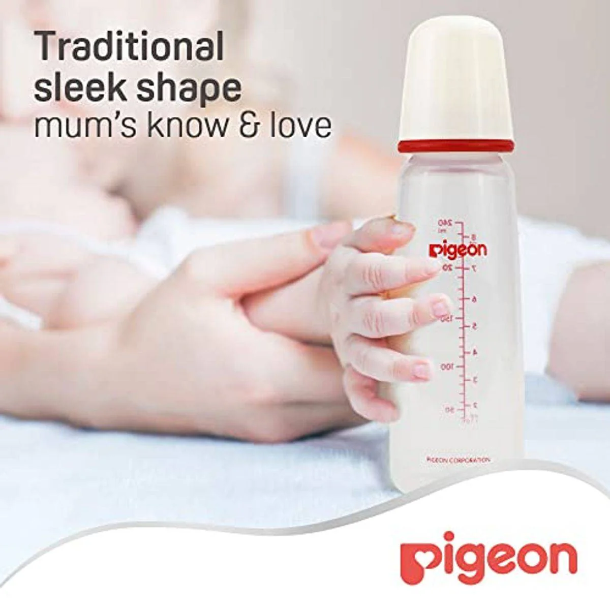 Pigeon Plastic Feeding Bottle White Cap 240ml - Image 4