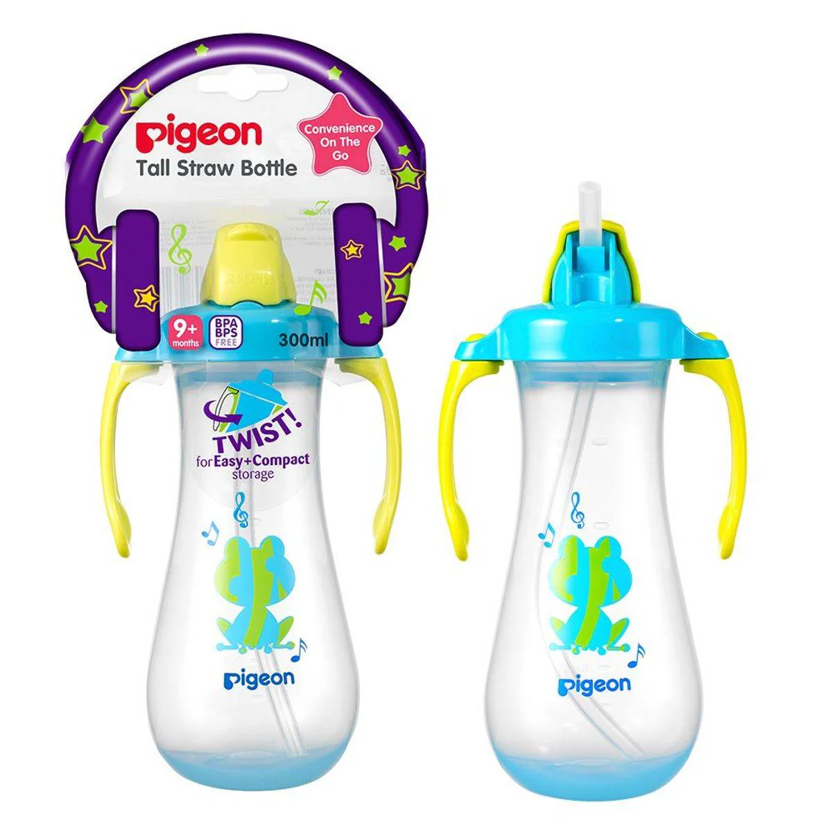 Pigeon Tall Straw Bottle 300ml Blue - Image 2