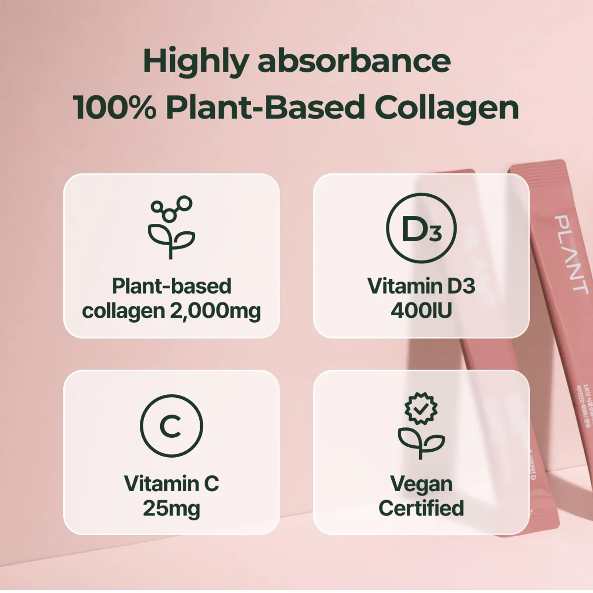 Plant Vegan Collagen Vitamin D 20g 15 Jelly Sachets - Image 4