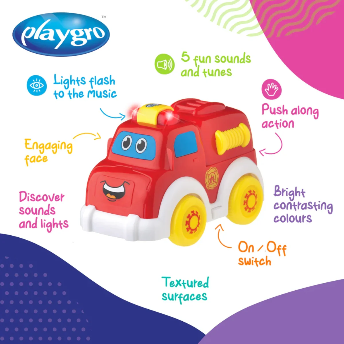 Playgro Lights & Sounds Fire Truck 1-3 Years+ Toy - Image 4
