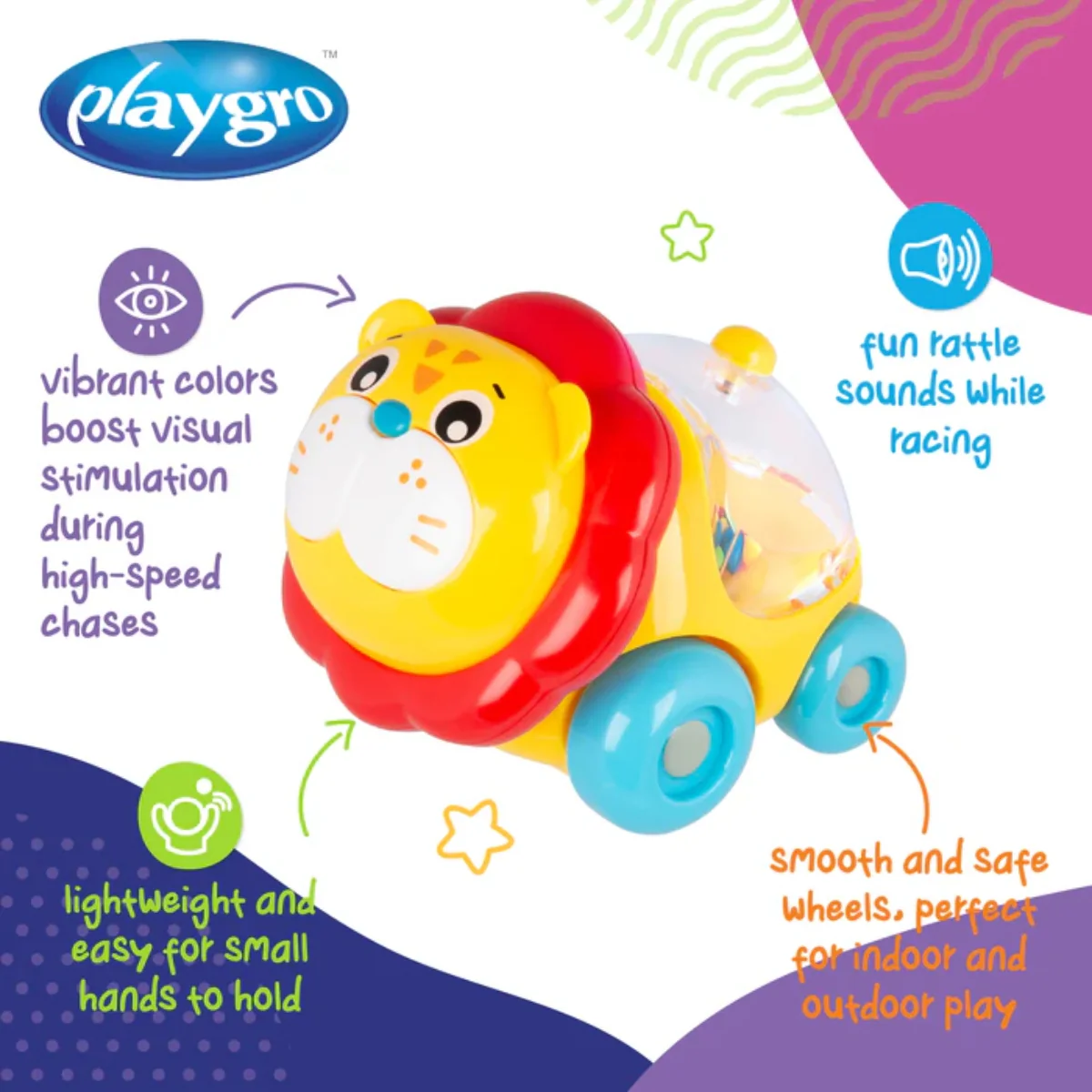 Playgro Rattle Racer Roary Lion 9 Months+ Toy - Image 5