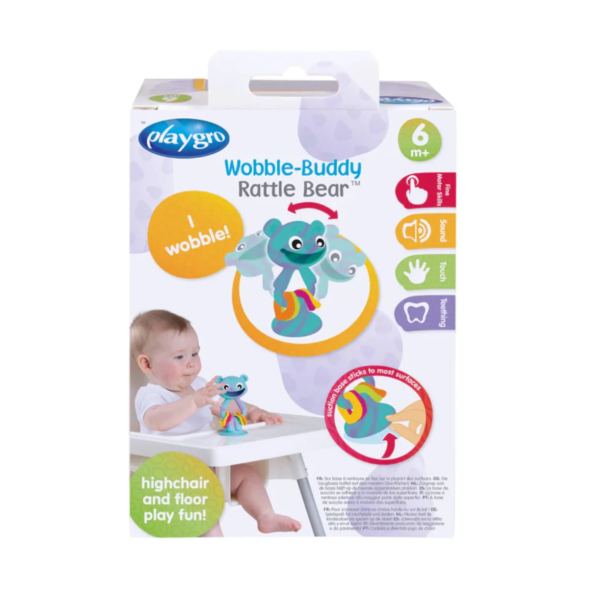 Playgro Rattle & Teether Wobble Buddy Rattle Bear 6 Months+ - Image 6