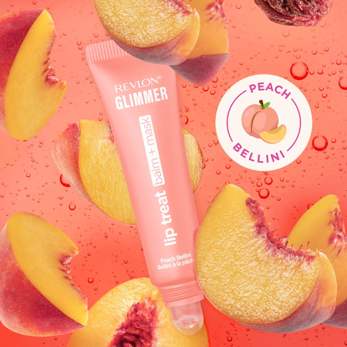 Revlon Glimmer Lip Treat Balm + Mask 003 Peach Bellini 12ml - Image 4