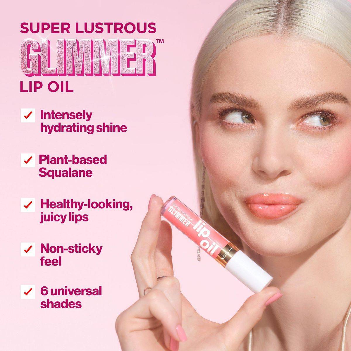 Revlon Super Lustrous Glimmer Lip Oil 001 Candy Hearts 3.8ml - Image 10