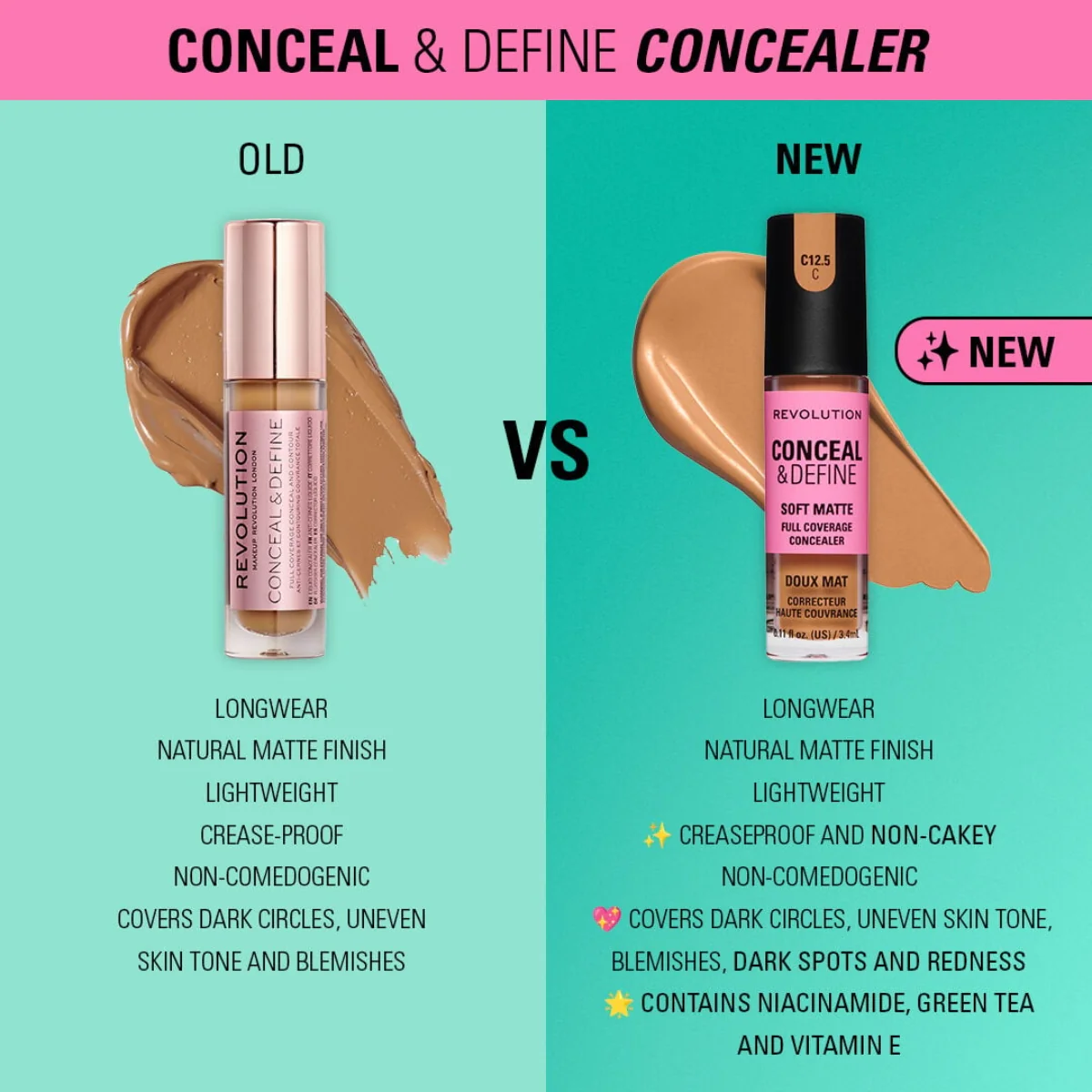 Revolution Makeup Conceal & Define Full Coverage Concealer C10N 4g - Image 7