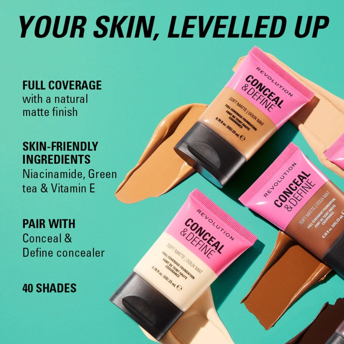 Revolution Makeup Conceal & Define Soft Matte Foundation F5NW 23ml - Image 5