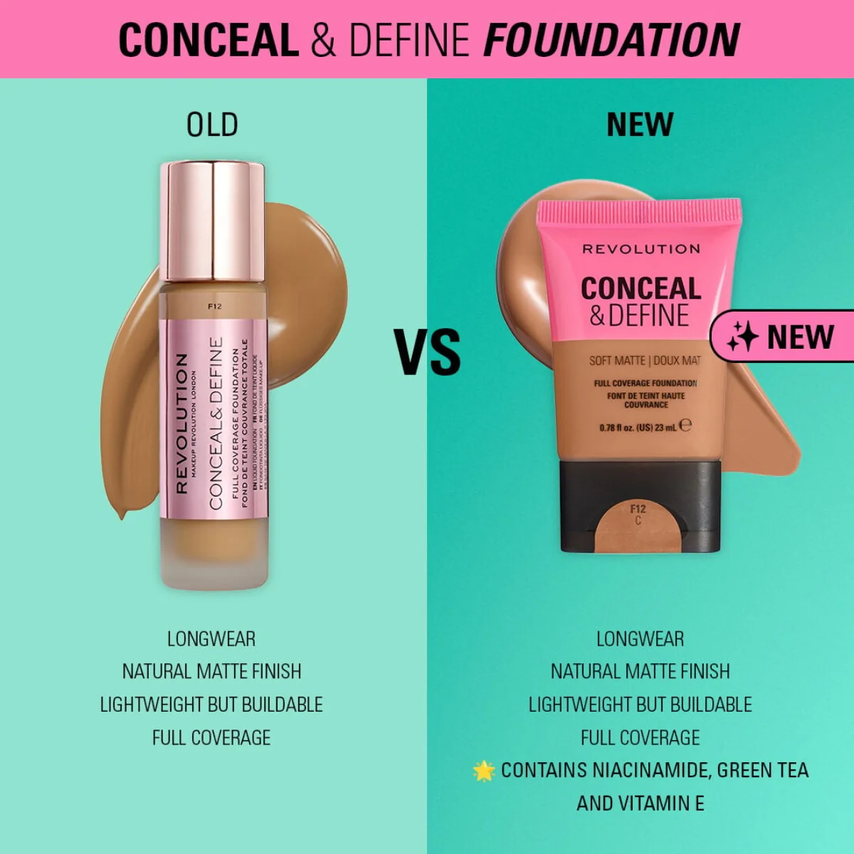 Revolution Makeup Conceal & Define Soft Matte Foundation F6.5N 23ml - Image 6