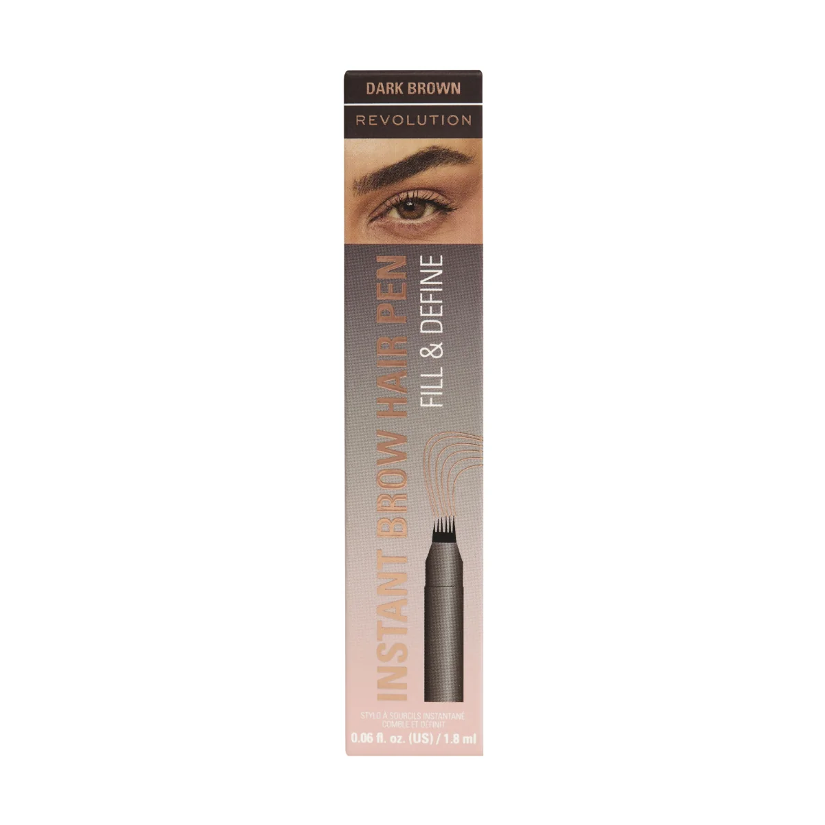 Revolution Makeup Instant Brow Hair Pen Dark Brown 1.8ml - Image 2
