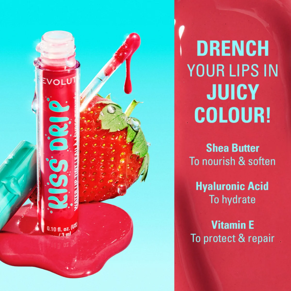 Revolution Makeup Kiss Drip Water Lip Tint Berry Splash 3ml - Image 6