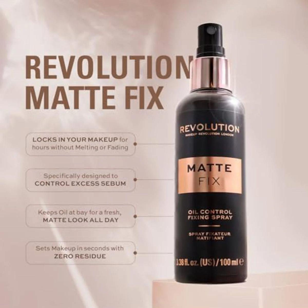 Revolution Makeup Matte Fix Oil Control Fixing Spray 100ml - Image 2
