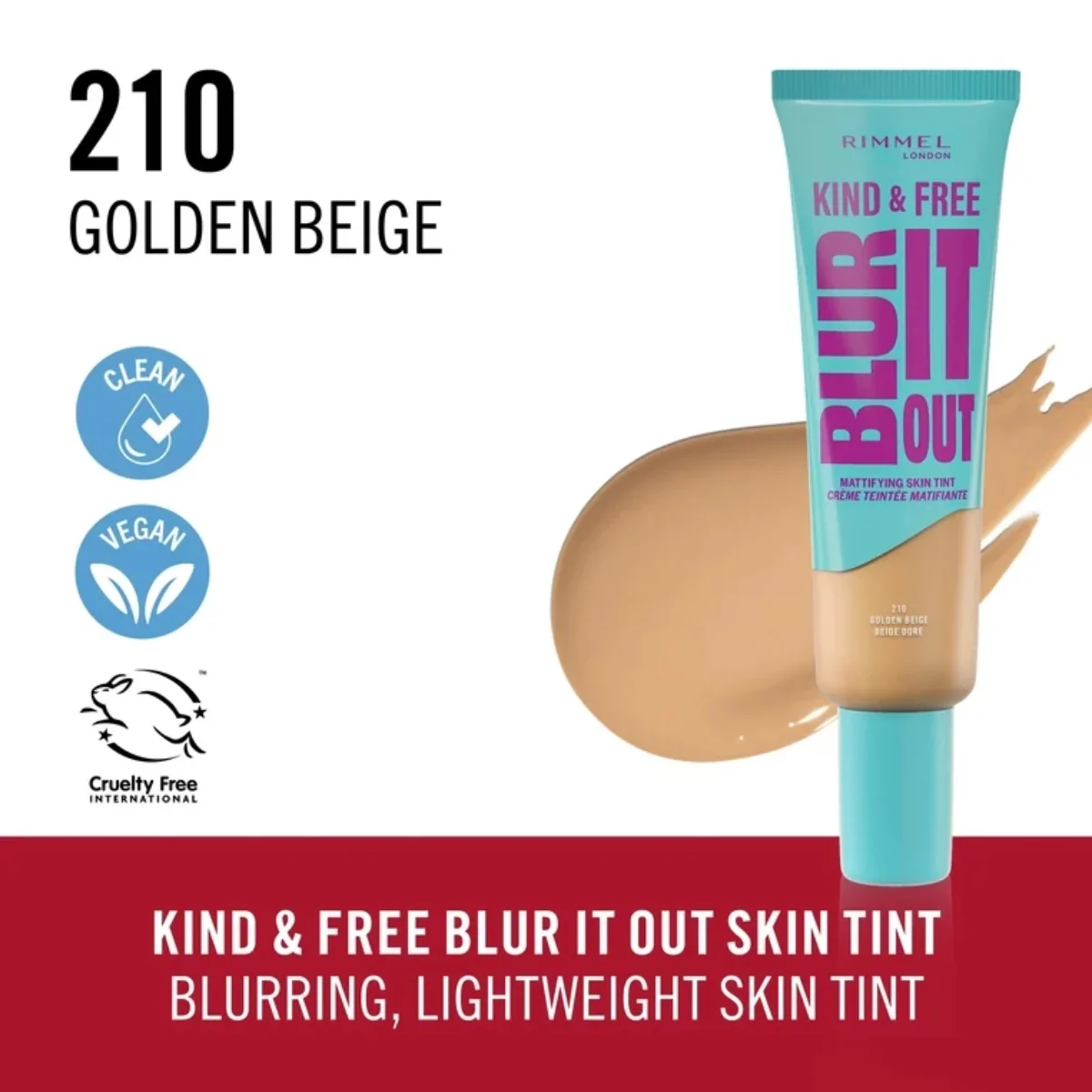 Rimmel Kind & Free Blur It Out 210 Golden Beige 30ml - Image 4