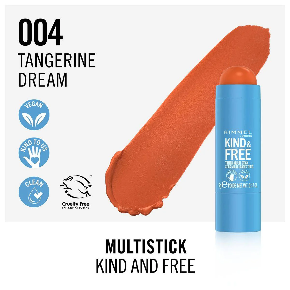 Rimmel Kind & Free Multi Stick 004 Tangerine Dream 5g - Image 6