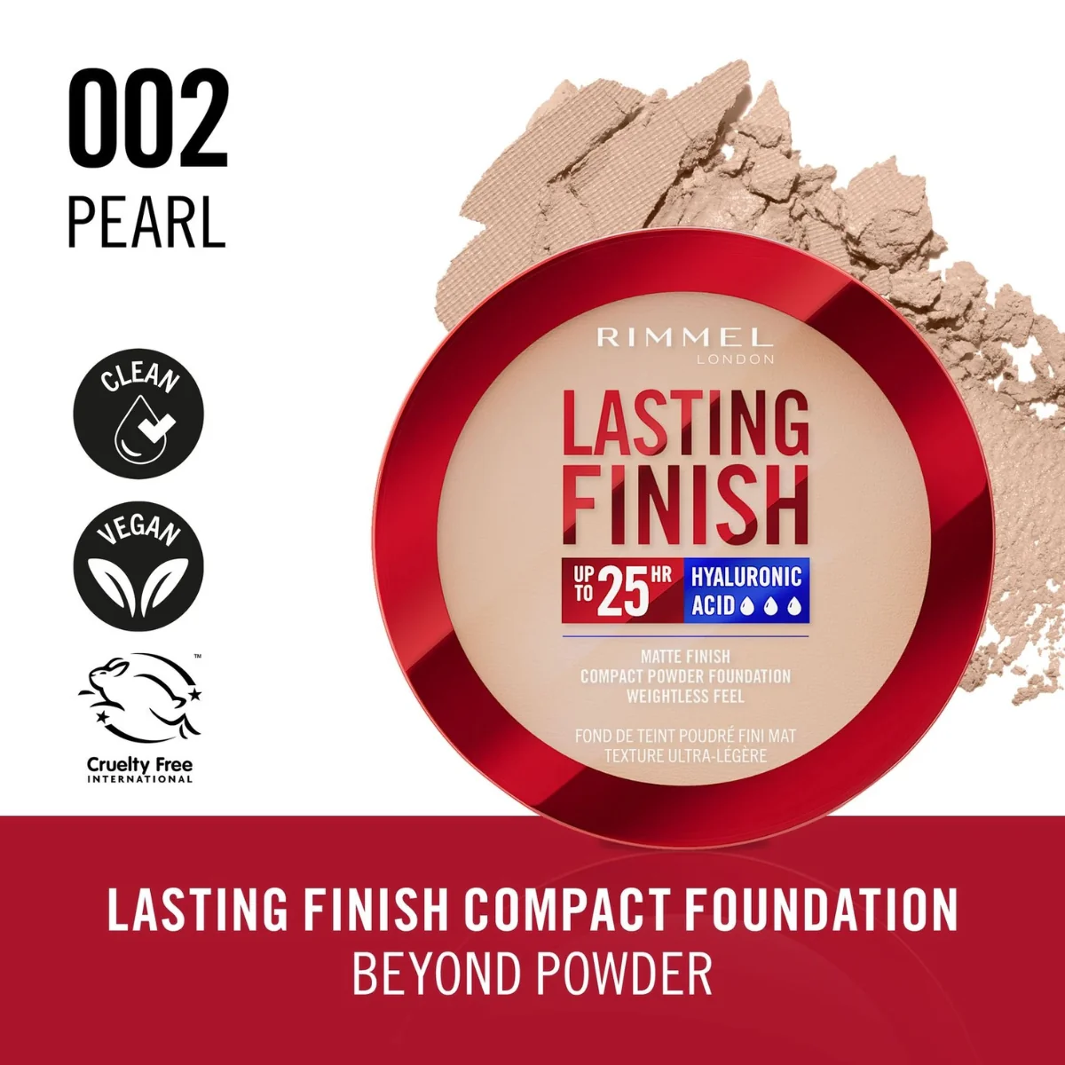 Rimmel Lasting Finish Matte Compact Foundation 002 Pearl 7g - Image 5