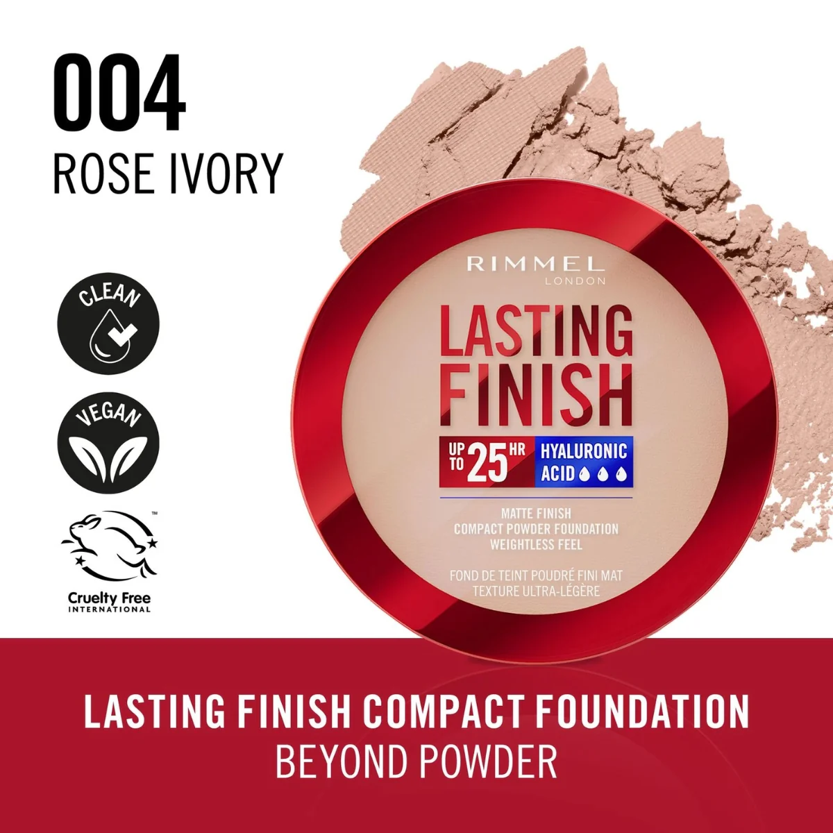 Rimmel Lasting Finish Matte Compact Foundation 004 Rose Ivory 7g - Image 5
