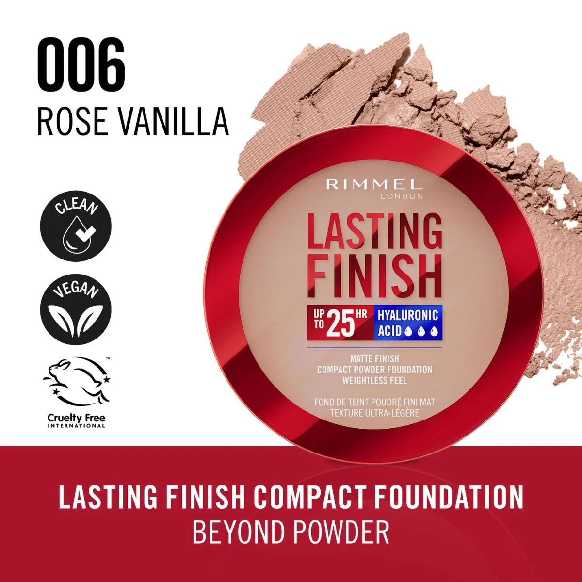 Rimmel Lasting Finish Matte Compact Foundation 006 Rose Vanilla 7g - Image 5