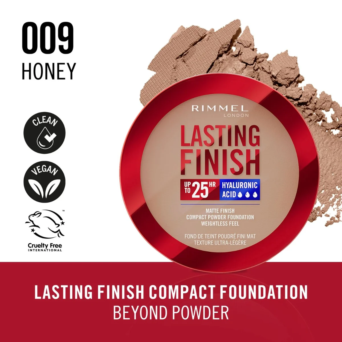 Rimmel Lasting Finish Matte Compact Foundation 009 Honey 7g - Image 5