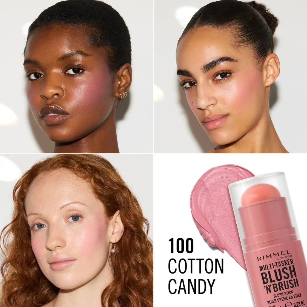 Rimmel Multi Tasker Blush 'N' Brush Blush Stick 100 Cotton Candy 8g - Image 4