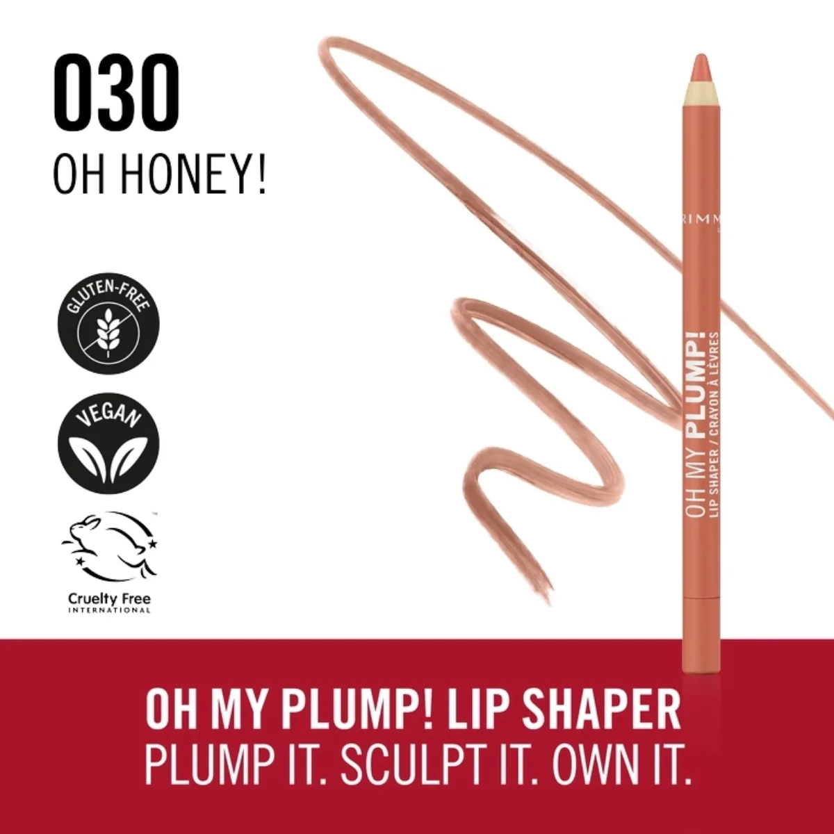 Rimmel Oh My Plump Lip Liner Shaper 030 Oh Honey 1.2g - Image 3