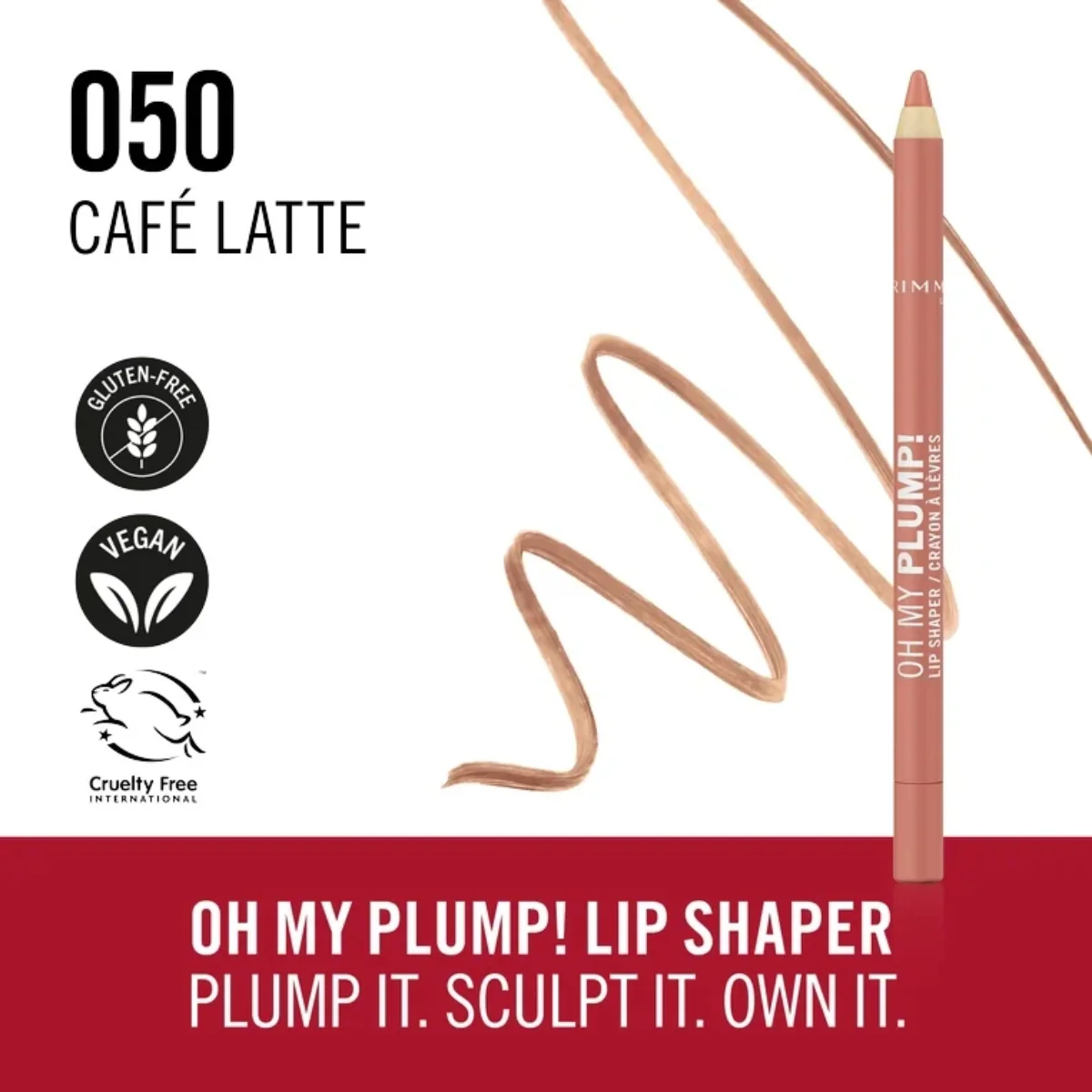 Rimmel Oh My Plump Lip Liner Shaper 050 Cafe Latte 1.2g - Image 3