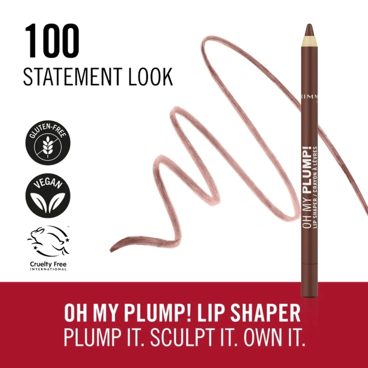 Rimmel Oh My Plump Lip Liner Shaper 100 Statement Look 1.2g - Image 3