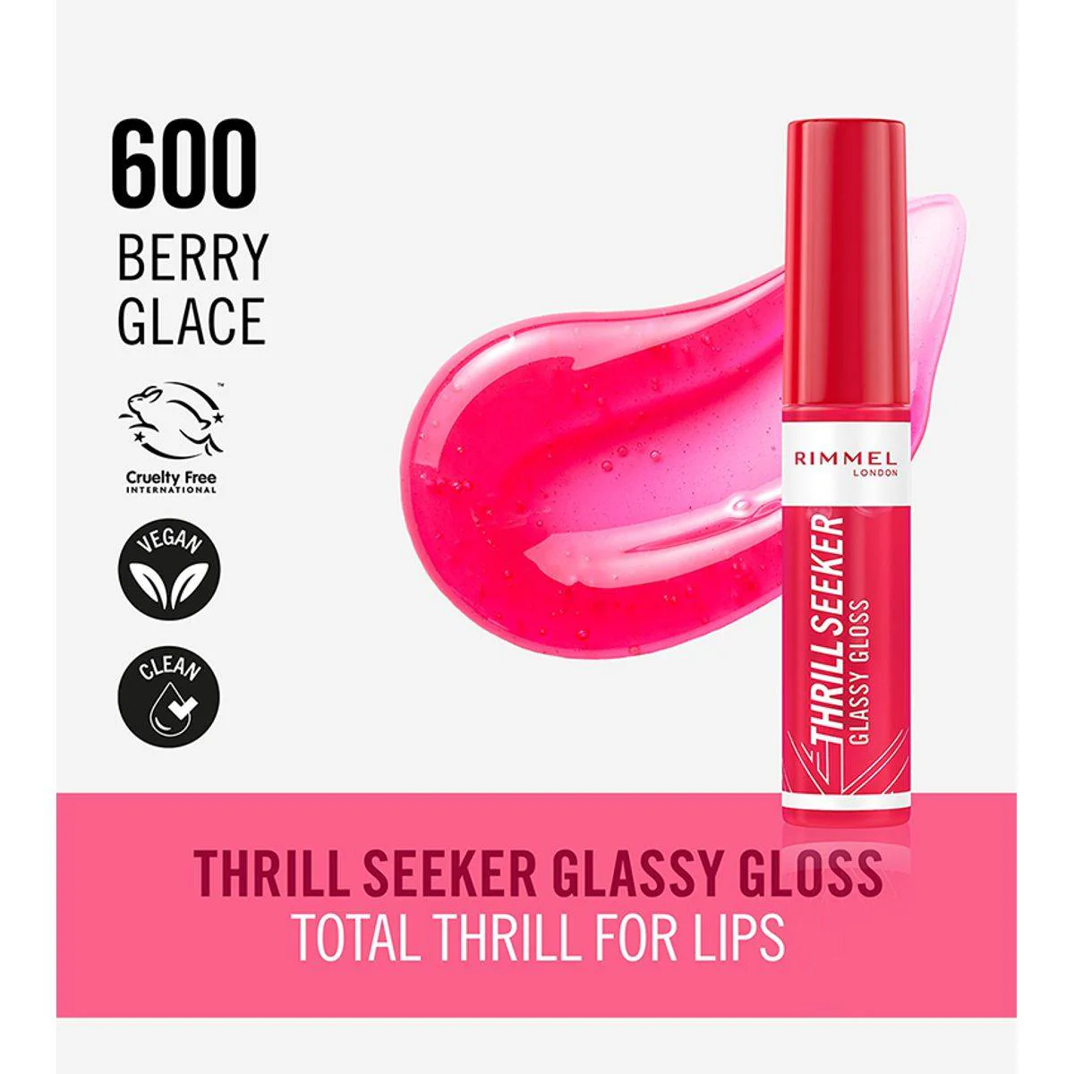 Rimmel Thrill Seeker Glassy Gloss 600 Berry Glace 10ml - Image 2