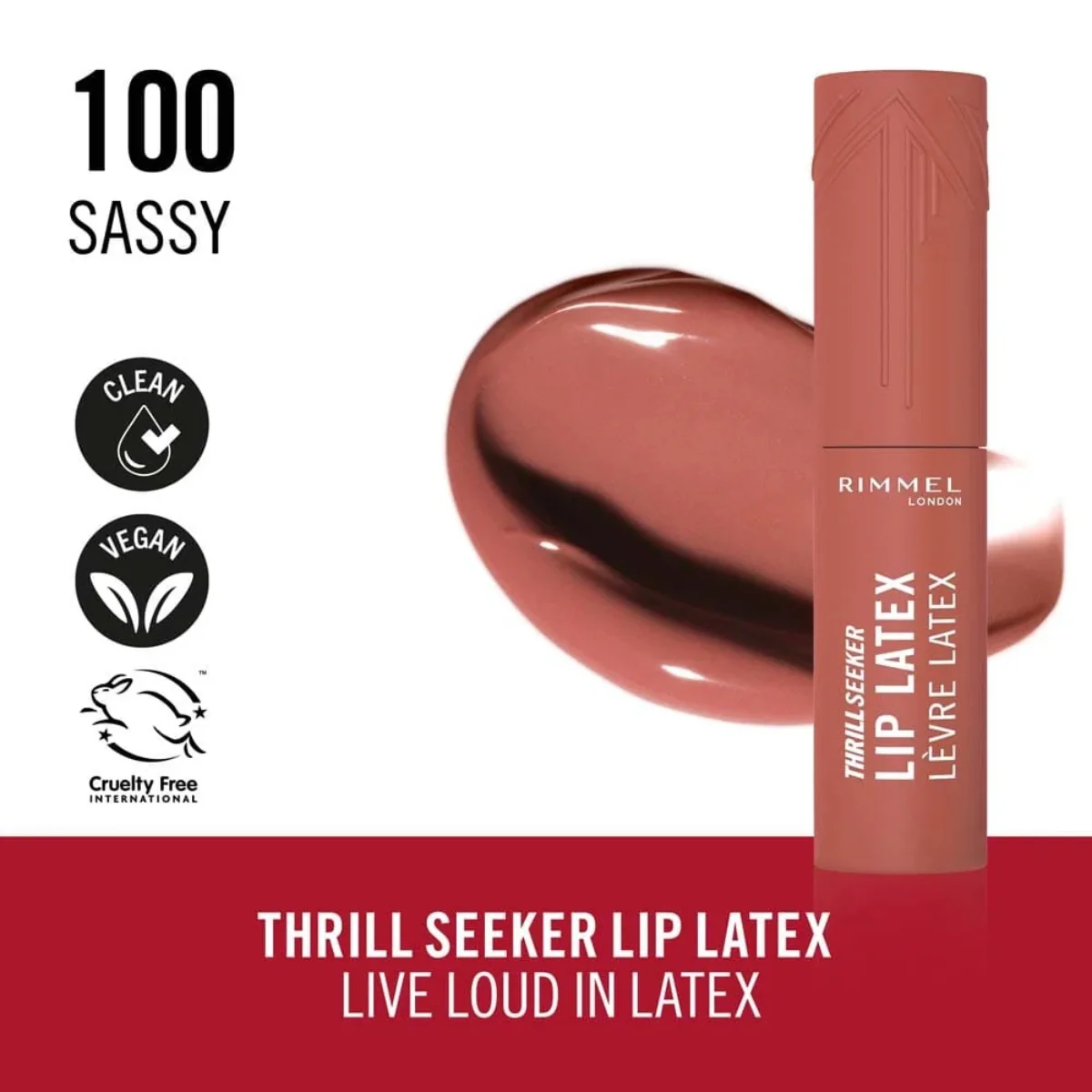 Rimmel Thrill Seeker Lip Latex 100 Sassy 6ml - Image 3