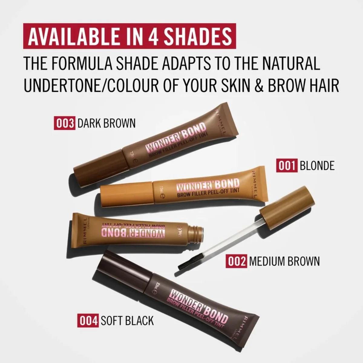 Rimmel Wonder Bond Brow Filler Peel Off Tint 002 Medium Brown 7.7ml - Image 11