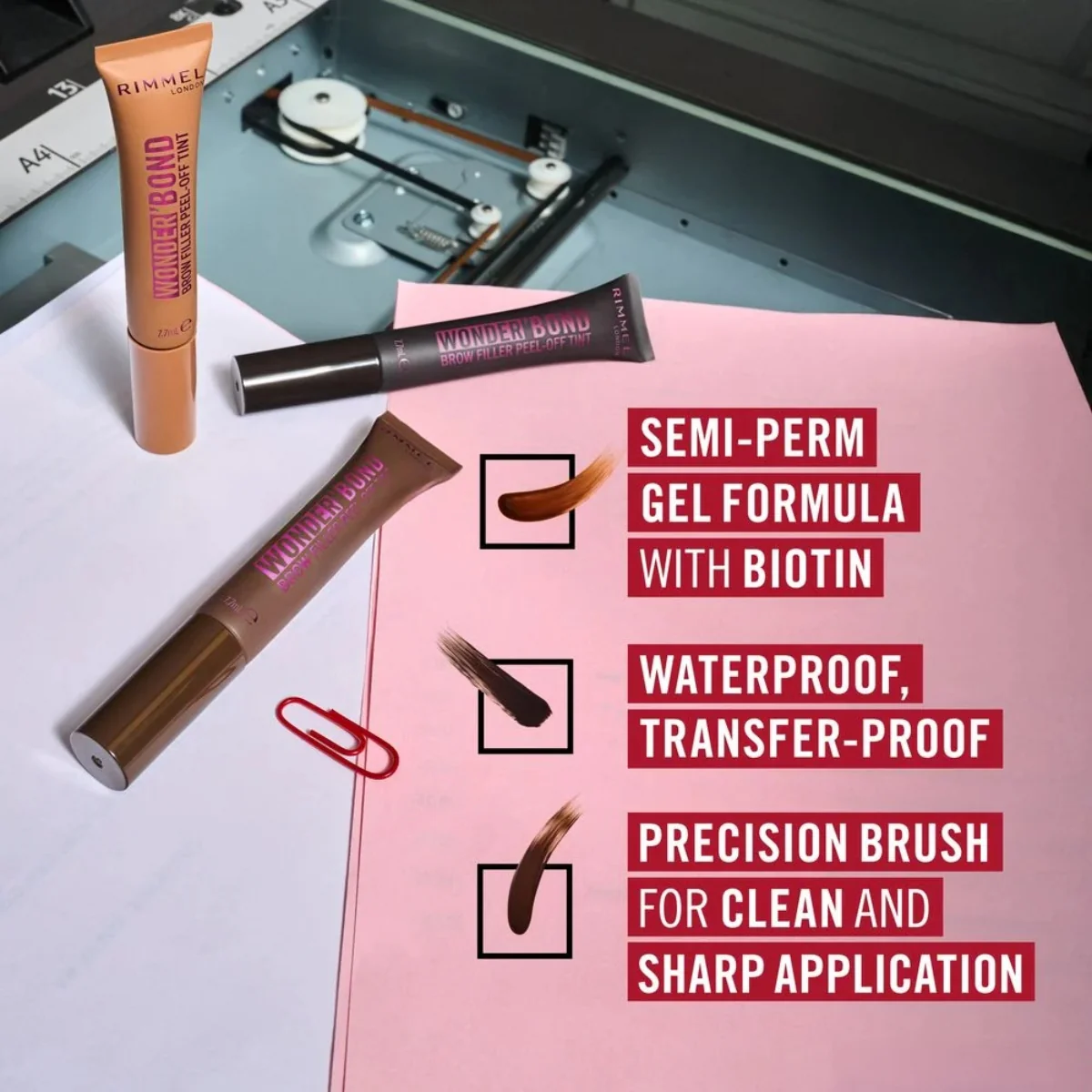 Rimmel Wonder Bond Brow Filler Peel Off Tint 002 Medium Brown 7.7ml - Image 8