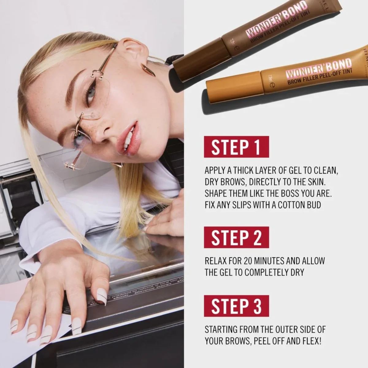 Rimmel Wonder Bond Brow Filler Peel Off Tint 003 Dark Brown 7.7ml - Image 9