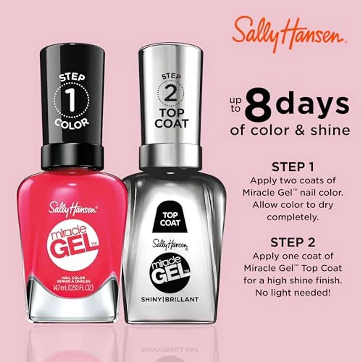 Sally Hansen Miracle Gel Nail Polish 220 Pink Tank 14.7ml - Image 2