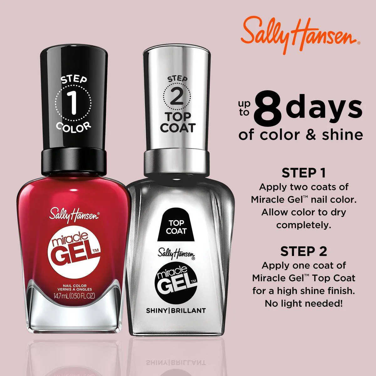 Sally Hansen Miracle Gel Nail Polish Can't Beet Royalty 14.7ml - Image 4
