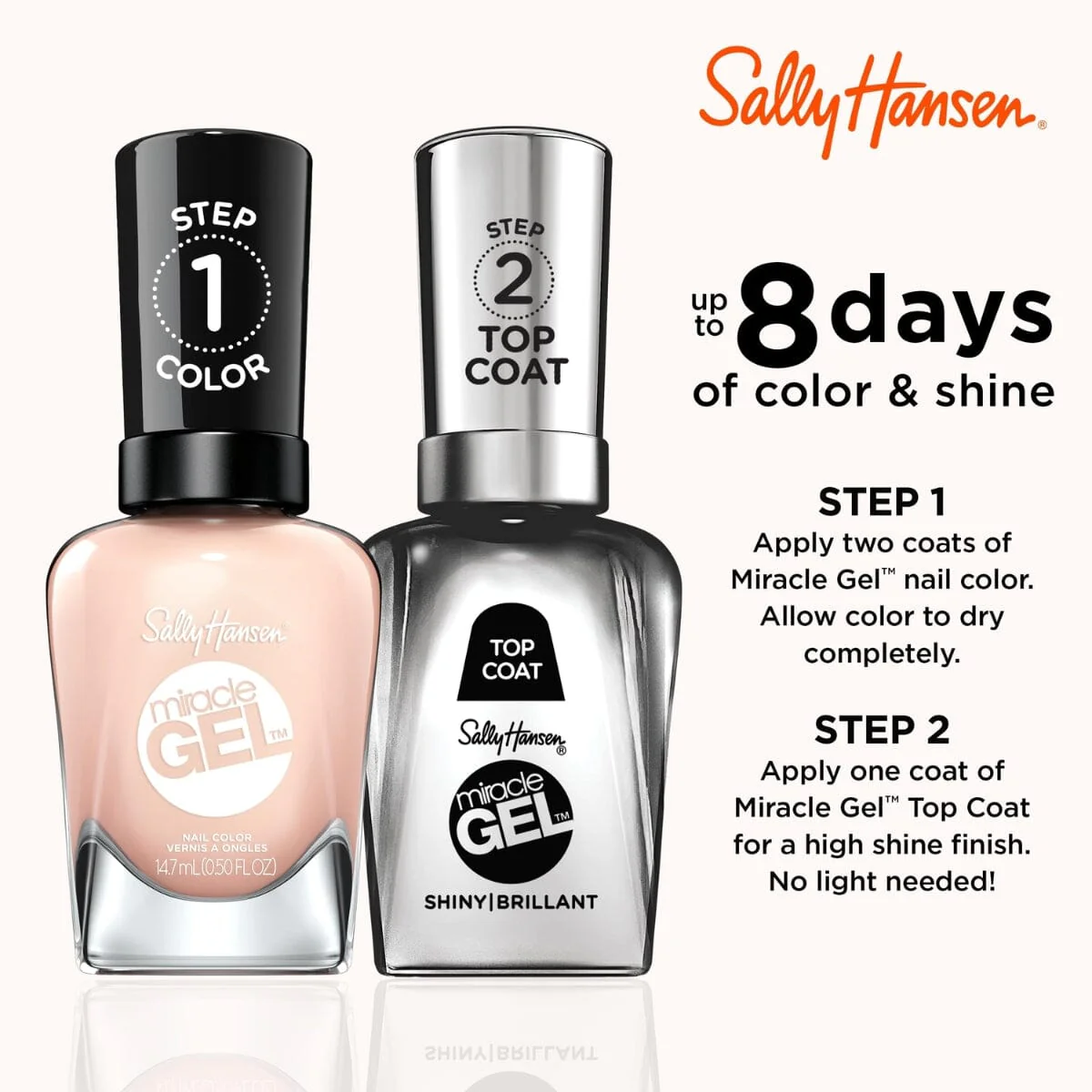 Sally Hansen Miracle Gel Nail Polish Sheer Happiness 14.7ml - Image 2