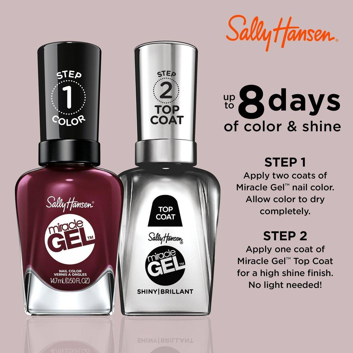 Sally Hansen Miracle Gel Nail Polish Wine Stock 14.7ml - Image 5